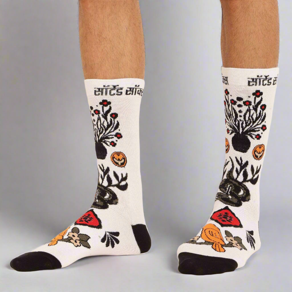 MONTAGE SOCKS IN WHITE YELLOW