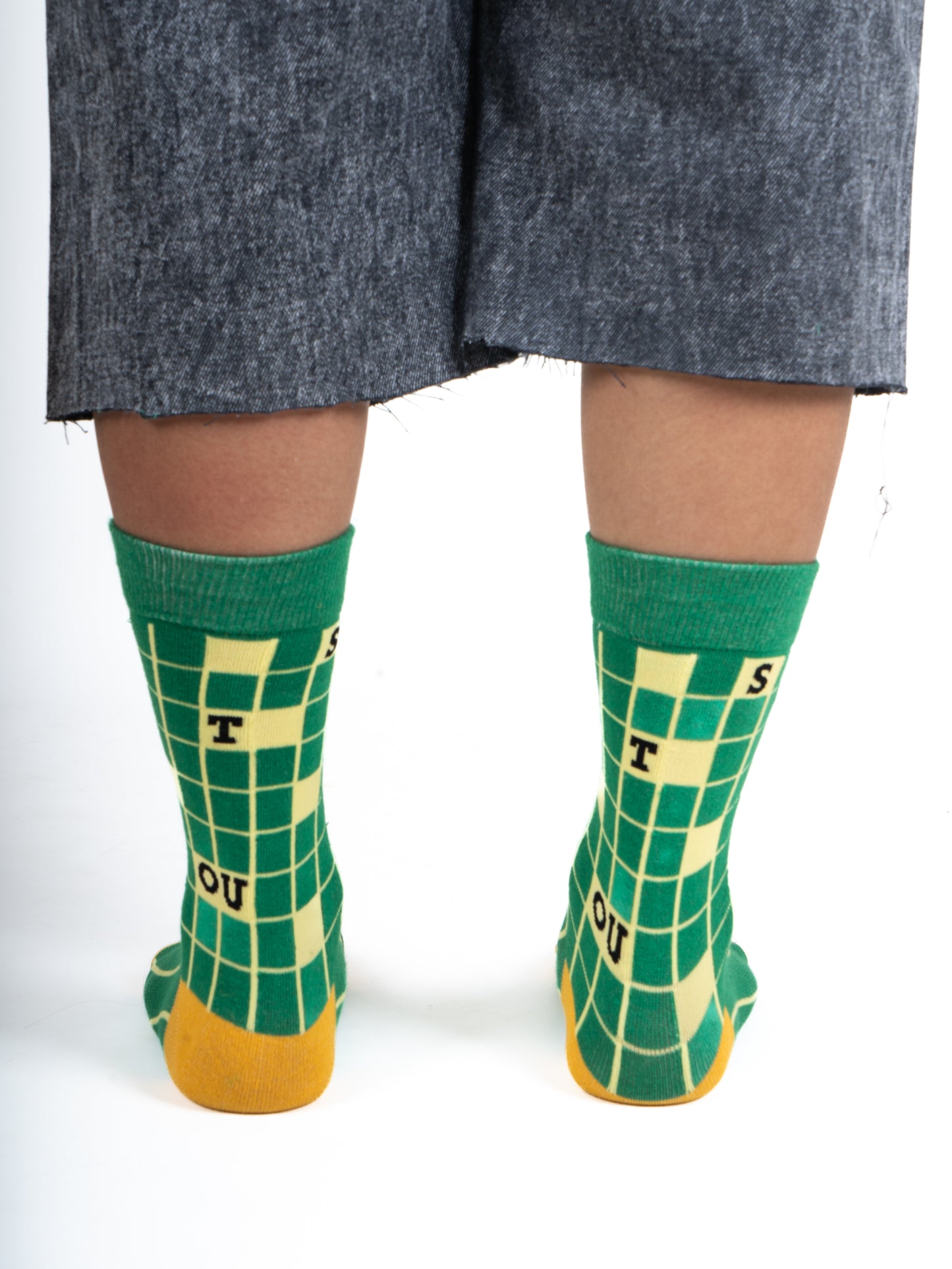 sort club check socks | green&yellow