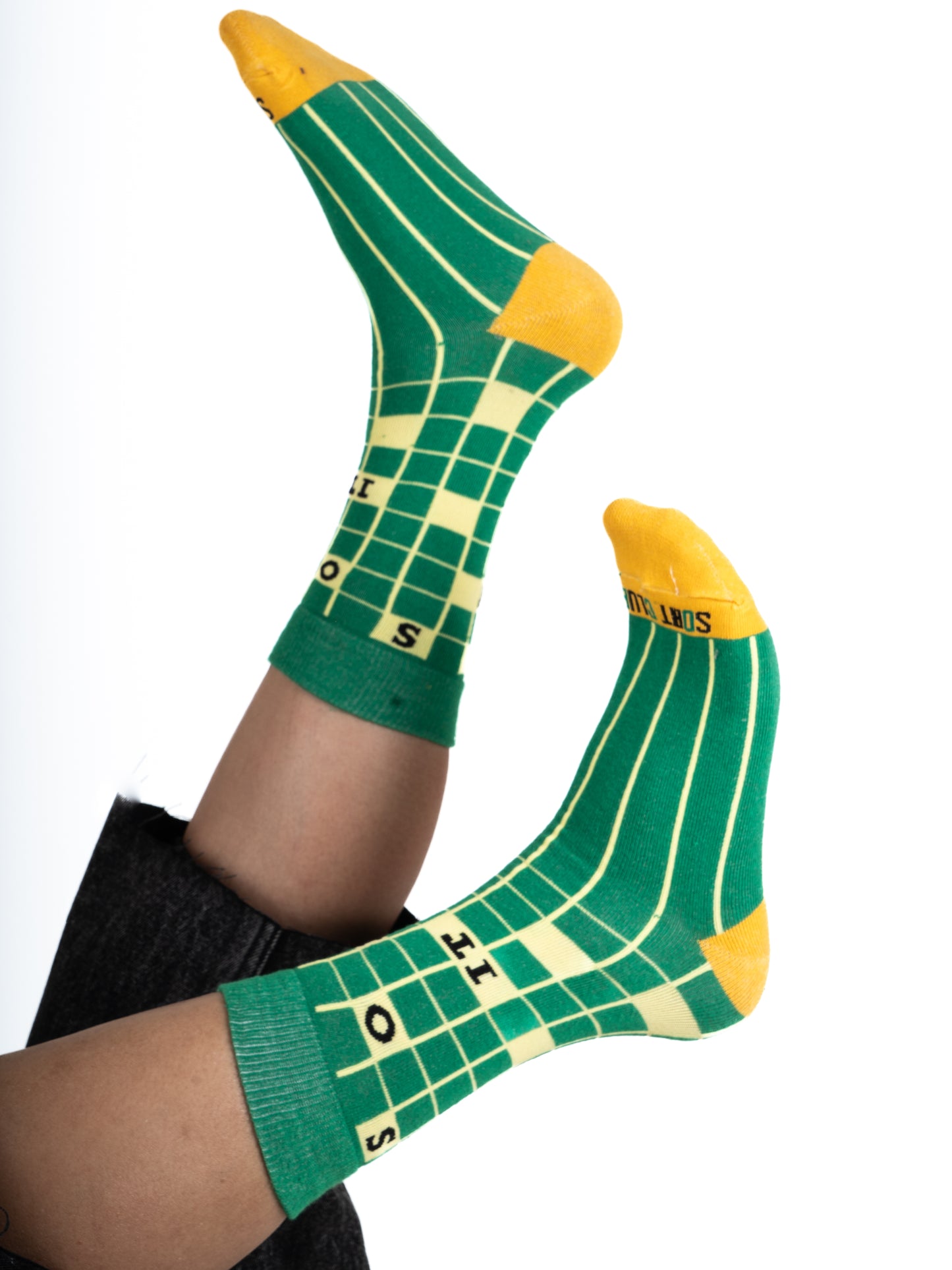 sort club check socks | green&yellow