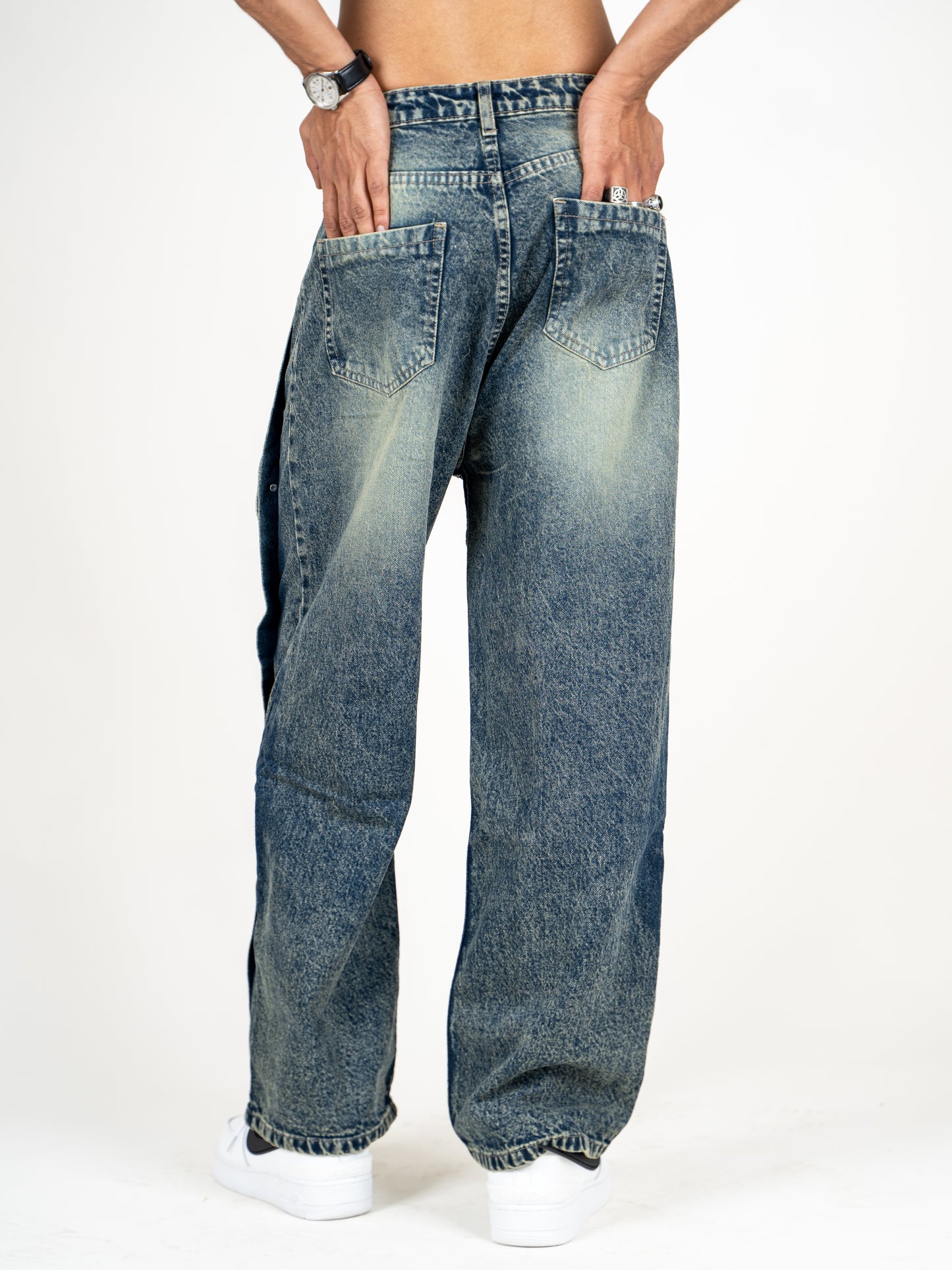 Midnight Surge Dark Blue with Green Wash Sorted Denim