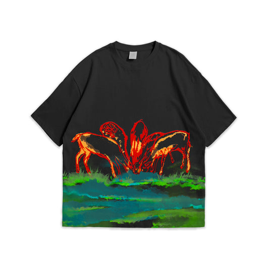 Sort Tropical Spirit Oversized T-Shirt