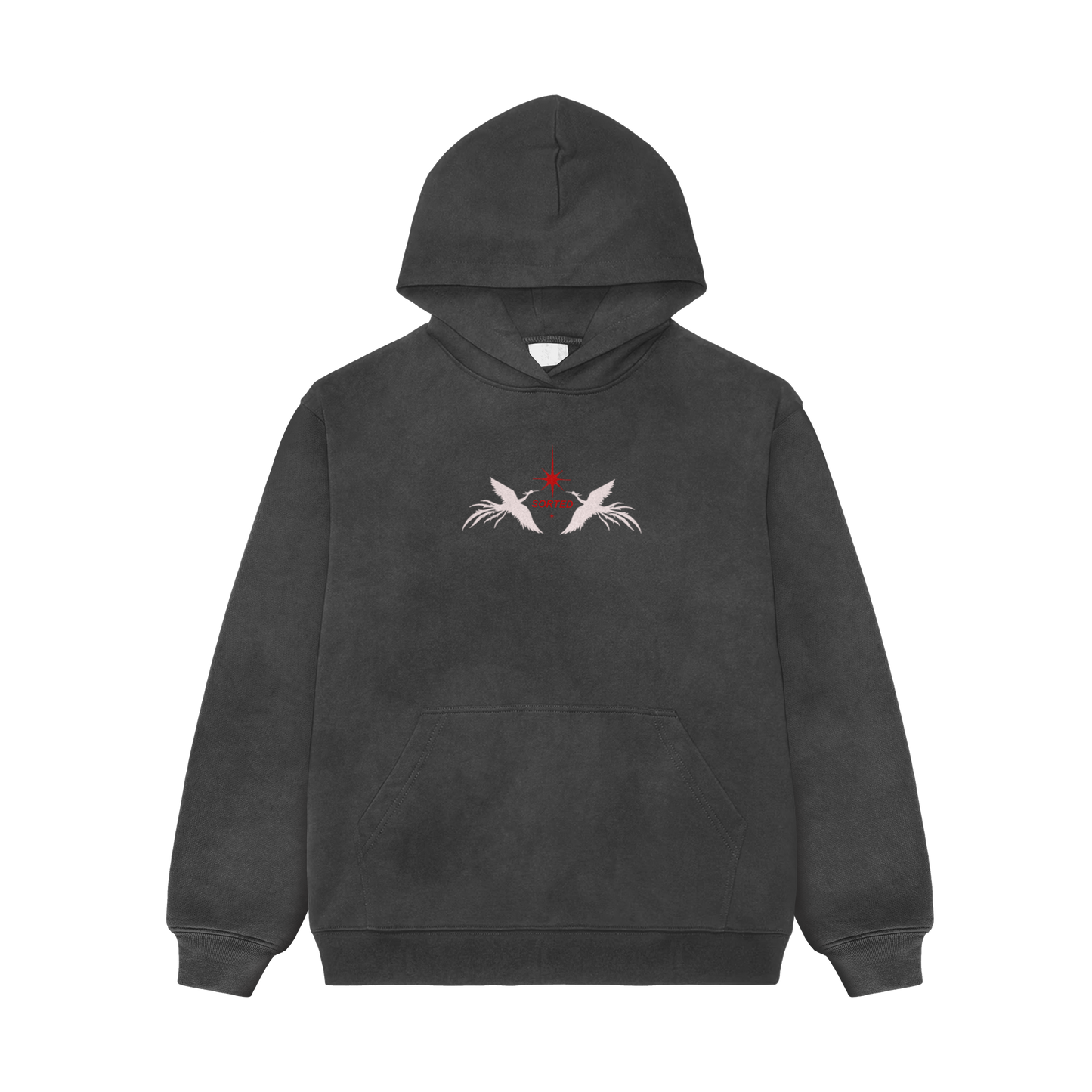 Flight Mode Dark Grey Acid Wash Hoodie