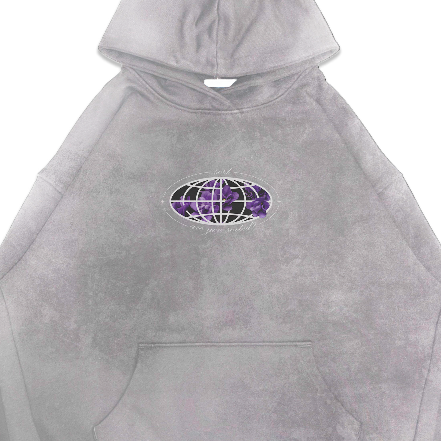 Sort world | Grey Acid Wash Hoodie