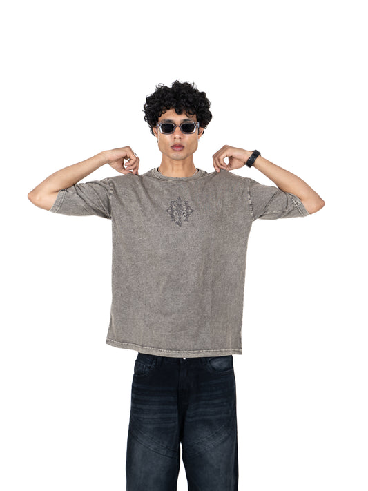 Rekha – Brown Acid-Wash Oversized Tee