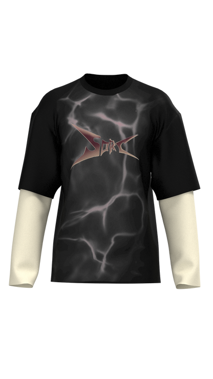 Revisit 80s Long Sleeves Oversized T-shirts | Thunder Black