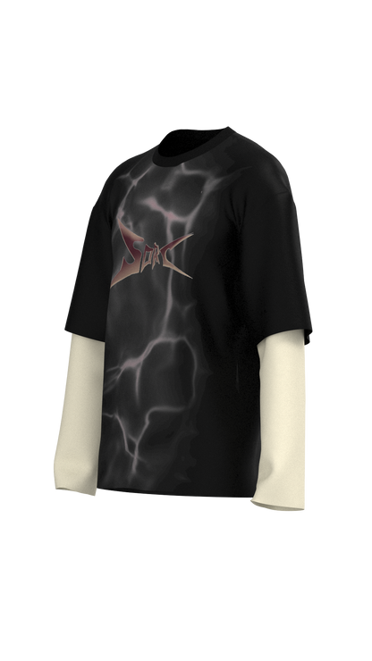 Revisit 80s Long Sleeves Oversized T-shirts | Thunder Black