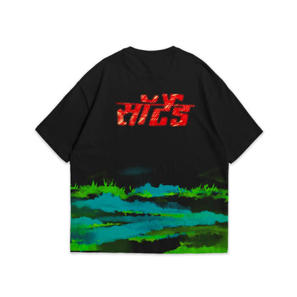 Sort Tropical Spirit Oversized T-Shirt