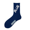 Deep Blue Textured Crew Socks
