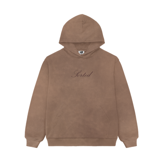 Sorted | Sky Brown acid wash hoodie