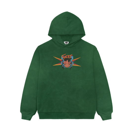 Star Hood | Green acid wash hoodie