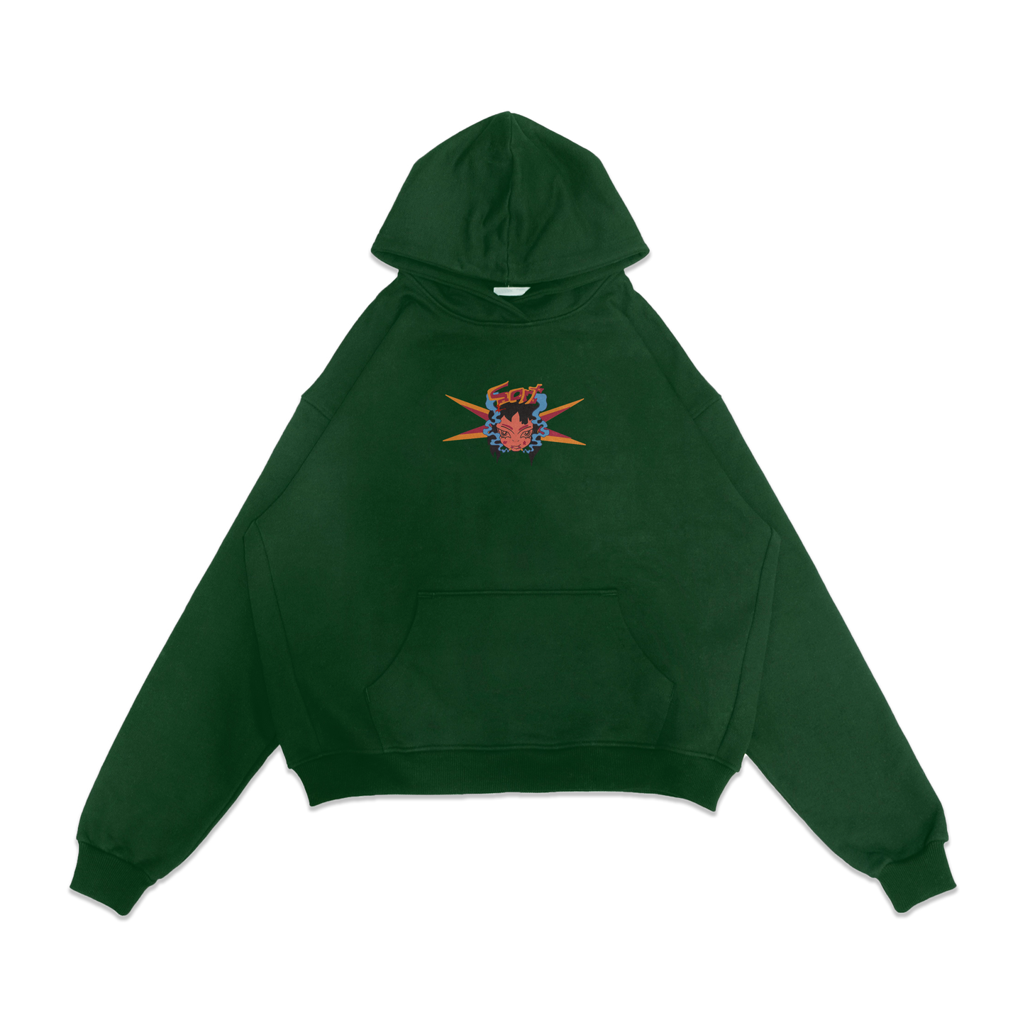 Star Hood | Green acid wash hoodie