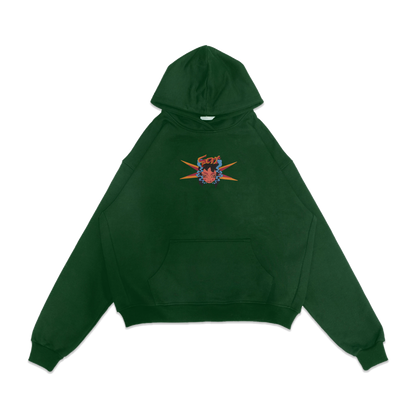 Star Hood | Green acid wash hoodie