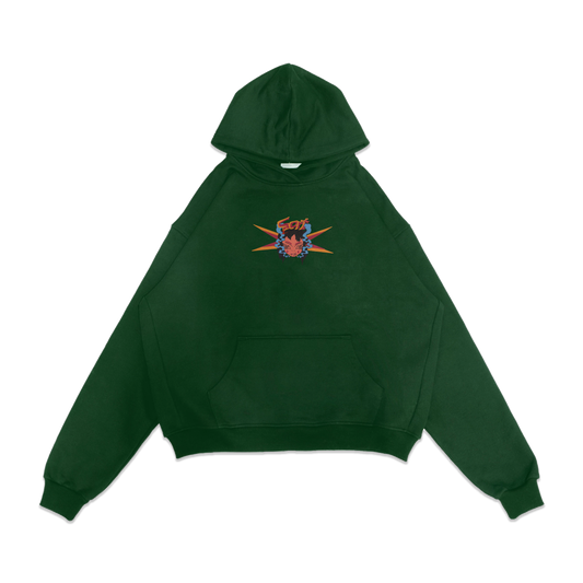 Star Hood | Green acid wash hoodie